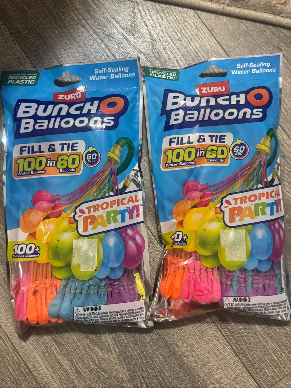 2 Pack - 100+ Tropical Party Fill & Tie Water Balloons - Multicolor